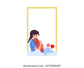 Mother Holding Baby Frame Background