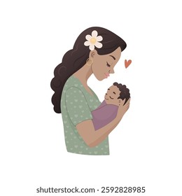Mother Holding Baby Hand Drawn Illustration for Cards Prints and Sublimation
