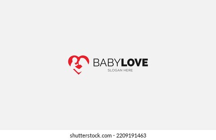 Mother holding a baby Logo Design with her arm in heart shaped