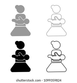 Mother holding baby on hand icon set grey black color outline