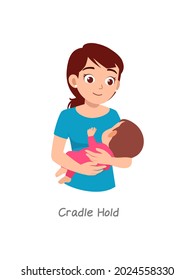 Mother Holding Baby With Pose Named Cradle Hold