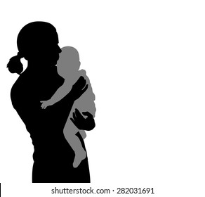 Mother Holding Baby Silhouette