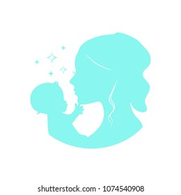 Mother holding baby silhouette vector illustration. Can be used for logo, mother's day and baby shower celebration invitation and greeting card.