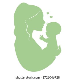 Mother Holding Baby Silhouette Vector Illustration