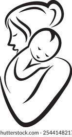 Mother Holding Baby Silhouette Vector