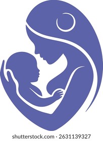 Mãe segurando bebê silhueta vetor 