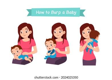 mother holding baby and waiting to burp