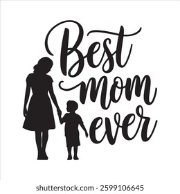 Mother Holding Baby's hand Silhouette with Happy Mother’s Day Typography Design