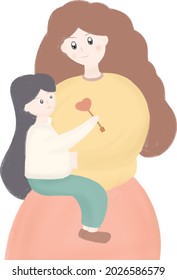 The mother holding the child