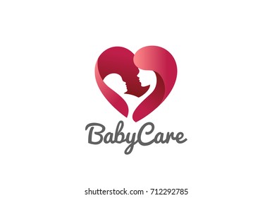 Mother holding Child baby Heart shape Logo design vector template.
Medicine Clinic Care Charity Fund Logotype concept icon.