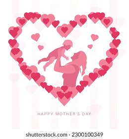 mother holding child in heart illustration, happy mother's day banner