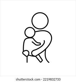 Mother Holding Child On Hip concept line art icon stock illustration on white background
