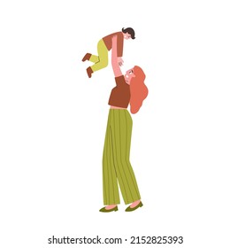 mother is holding a child. spending time with the child. vector illustration hand drawn illustration