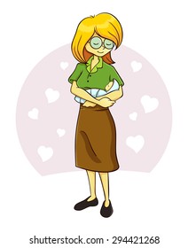 Mother holding cute little baby in her arm in vector illustration