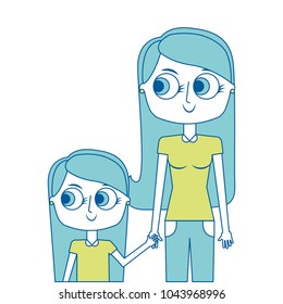 mother holding hand with her daughter portrait