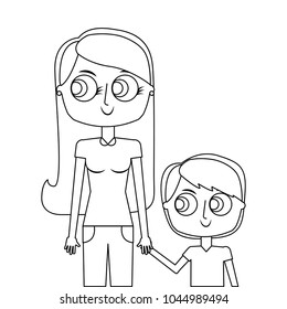 mother holding hand with her daughter portrait