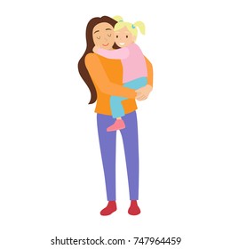 mother holding her daughter in her arms