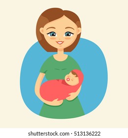 Mother Holding Her Little Baby Stock Vector (Royalty Free) 513136222 ...