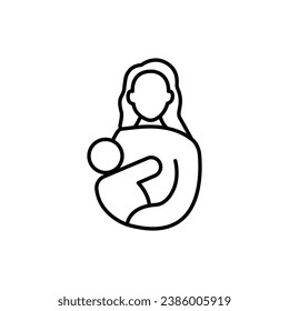 Mother holding newborn baby linear icon. Thin line illustration. Childbirth. Motherhood. Contour symbol. Vector isolated outline drawing.