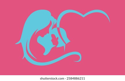 Mother holding newborn baby linear icon, love icon combination
