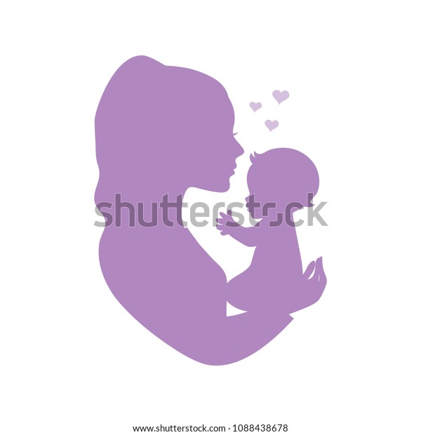 Mother Holding Newborn Baby Silhouette Vector Stock Vector (Royalty ...