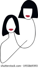 Mother holding newborn vector line art. Family silhouette. Happy Mother's day card. Woman with her baby clipart. Mom and baby illustration.