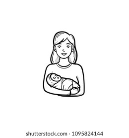 woman holding a baby sketch