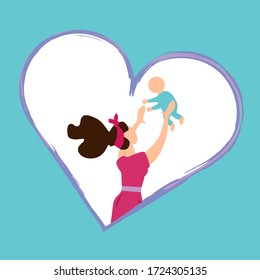 The mother holds the child in her arms. Great love mom. Vector illustration eps 10