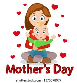 Mother holds her little child on a white background. Mother's day