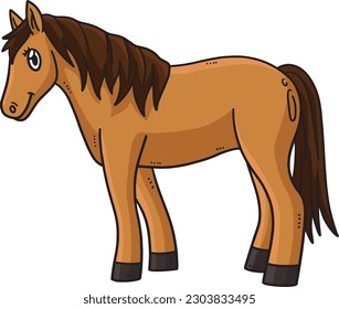 Mother Horse Cartoon Colored Clipart Illustration