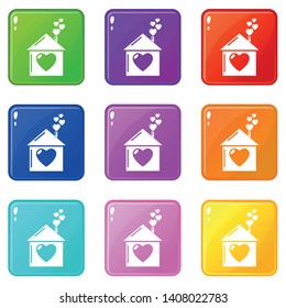 Mother house icons set 9 color collection isolated on white for any design