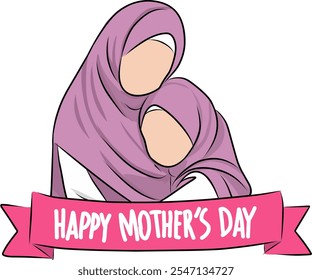 mother hug her daughter versi hijab, happy mother's day 