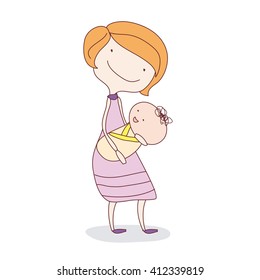 Mother hugging baby