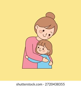 Mãe abraçando bebê plana ilustração vetor
