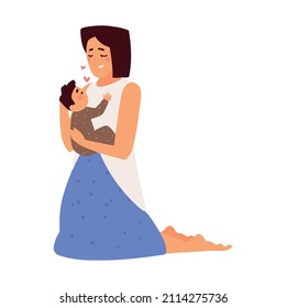 mother hugging her baby isolated
