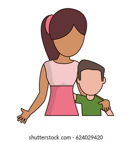 mother hugging son lovely