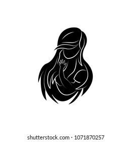 Mother hugs daughter. Mother's love. Mom's hug. Vector illustration. Card on Mother's Day