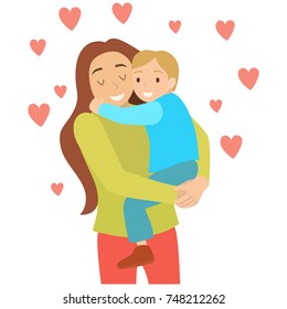 mother hugs her son