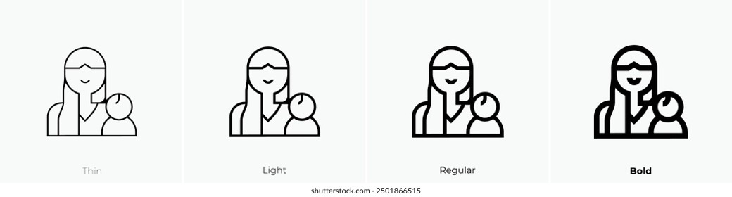 mother icon. Thin, Light Regular And Bold style design isolated on white background