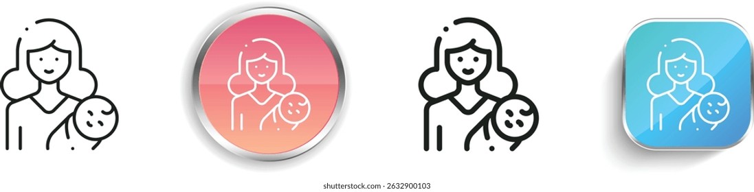 mother icon. Thin Linear, Regular and Button Style Design Isolated On White Background