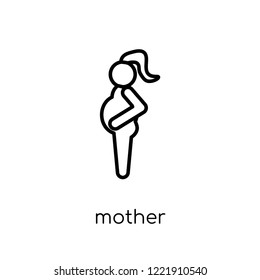 mother icon. Trendy modern flat linear vector mother icon on white background from thin line family relations collection, editable outline stroke vector illustration