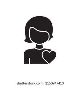 Mother icon vector with heart. suitable for mother day symbol. solid icon style. simple design editable. Design simple illustration