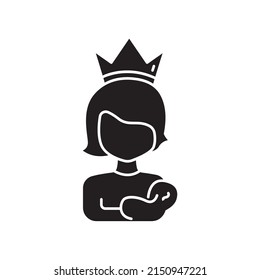 Mother icon vector holding a baby with crown. suitable for mother day symbol. line icon style. simple design editable. Design simple illustration