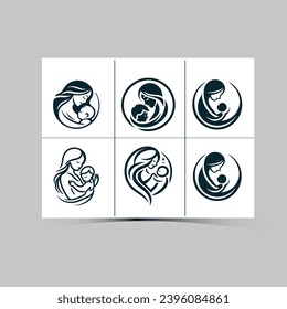 Mother Icon Vector illustration. mom and baby symbol Collection. mother and baby silhouette, Medicine Clinic sign isolated on white background with shadow, Flat style for graphic 