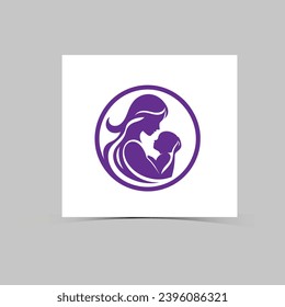 Mother Icon Vector illustration. mom and baby symbol. mother and baby silhouette, Medicine Clinic sign isolated on white background with shadow, Flat style for graphic 