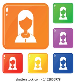 Mother icons set collection vector 6 color isolated on white background