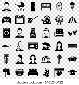 Mother icons set. Simple style of 36 mother vector icons for web for any design
