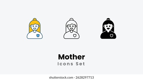 Mother Icons thin line and glyph vector icon stock illustration