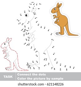 Mother Kangaroo. Dot to dot educational game for kids.