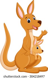 Mother kangaroo with her baby